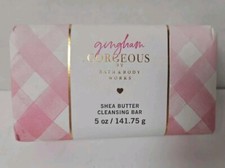 New Bath  Body Works Pink Gingham Gorgeous Cleansing Bar Soap Shea Butter 5 oz