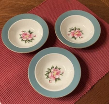 Set of 3 Vintage Empire Green Rim Fruit/Dessert (Sauce) Bowls by Homer Laughlin
