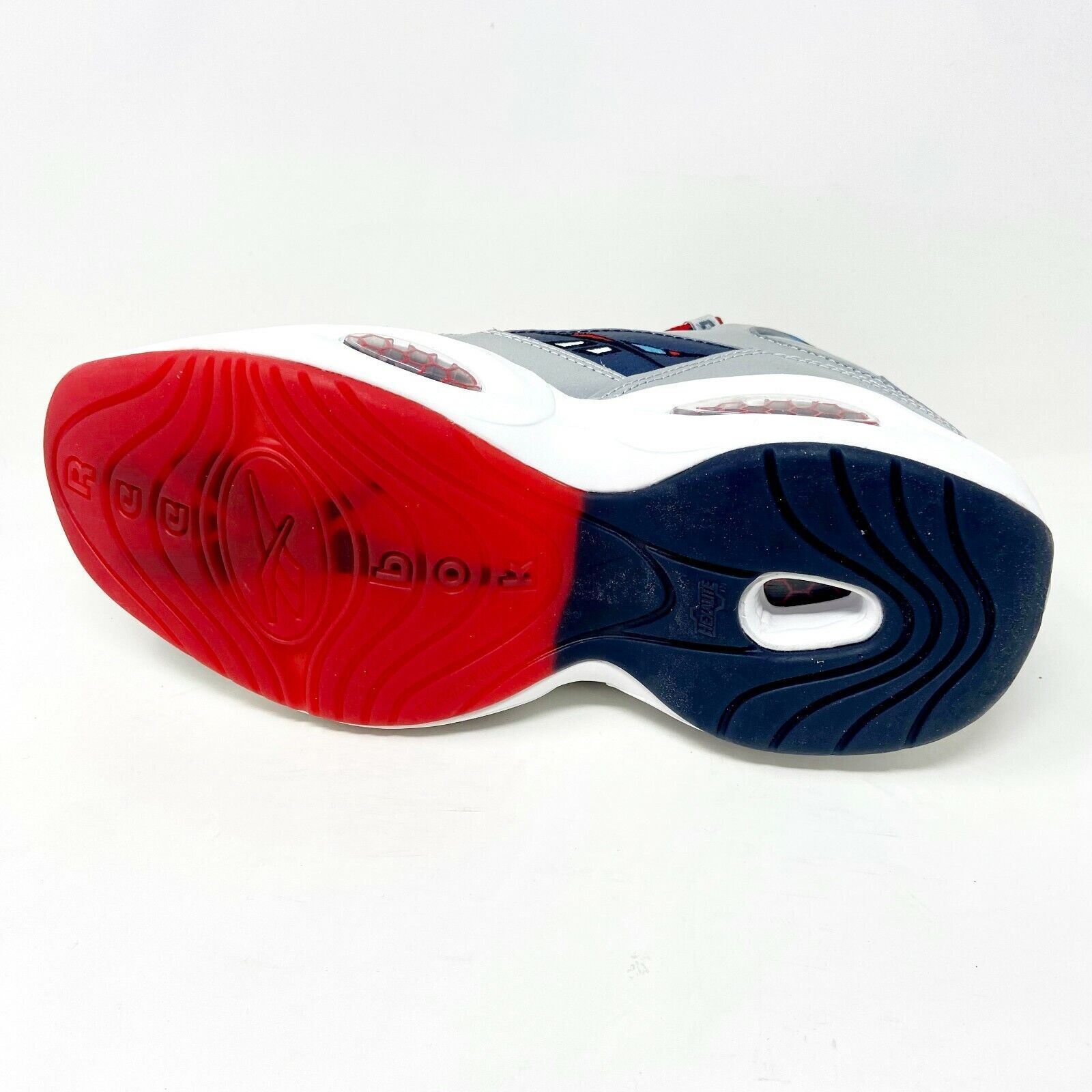 Reebok Question Mid Silver Blue Red Harden Iverson Mens Basketball