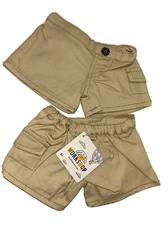 Build A Bear lot of 2 Bottoms Shorts Khaki Teddy Clothes NWT +3