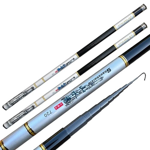 3.6M-7.2M Telescopic Fishing Rod High Carbon Portable Super Hard Stream Rod Pole - Picture 32 of 52