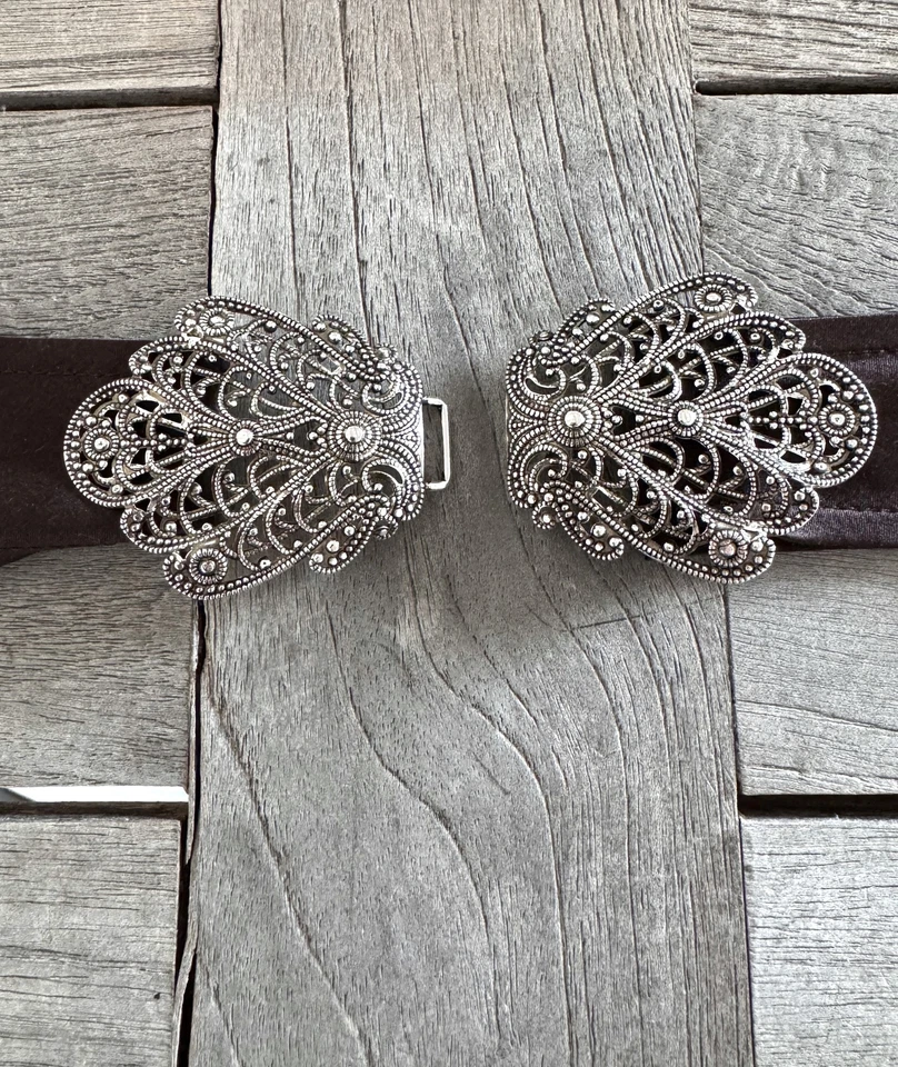 elegante altsilberne Trachten Schliesse aus Metall 100mmx45mm Steg 30mm - Bild 2 von 4