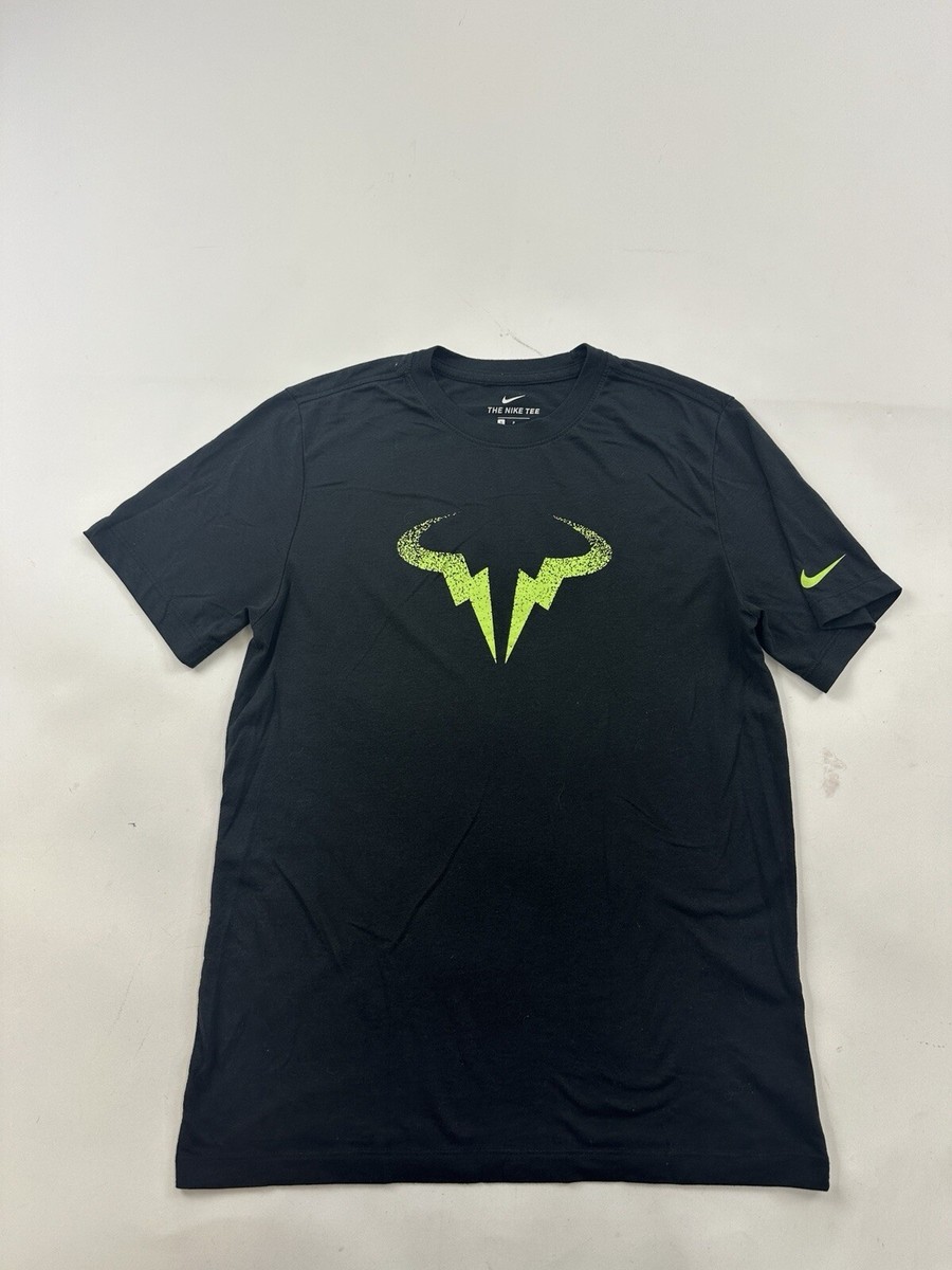 Nike Shirt Mens Small Black Court Rafa Nadal Bull Logo Tennis Tee
