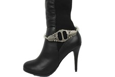 Women Fashion Silver Metal Chain Boot Bracelet Shoe Bling Band Big Ethnic Charm