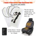 4Pads 2Seats Carbon Fiber Car Heated Seat Heater Kit w/ Switch 5 Level Universal