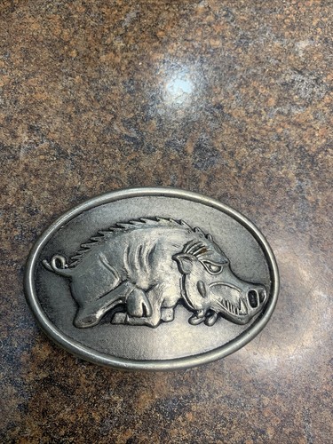 Vintage Arkansas Razorback belt buckle 