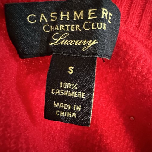 Suéter de Lujo Cashmere Charter Club Para Mujer Pequeño Rojo Holida Perlas Fuera del Hombro - Imagen 5 de 6