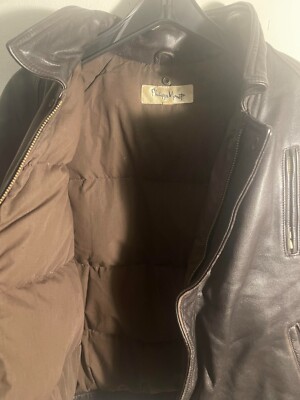 90s Vintage Philippe Monet Leather Jacket for Men Pre-Owned Mint