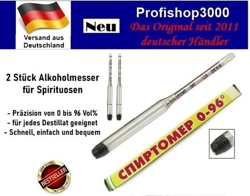2 Stück Alkoholmesser Alkoholmeter Spirtometr Spirtometer 0-96° СПИРТОМЕТР