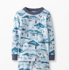 Hanna Andersson Kids Long John Pajama Top Shirt Winter Games Hockey 10 140