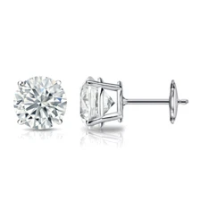 2.00 Ct Round Cut IGI Lab Created Diamond Stud Earring in 18K White Gold 4 Prong