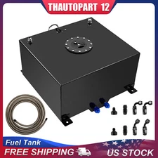 Black 15 Gallon Aluminum Fuel Cell Gas Tank+Cap+Level Sender+Nylon Fuel Line Kit
