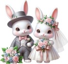 Wedding Bunny Rabbit Couple Flower Wall Art Bedroom Nursery Vinyl Sticker Decal