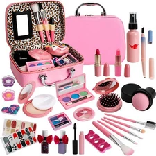 Kids Washable Makeup Girl Toys - Kids Makeup Kit for Girl Real Make Up Set Li...