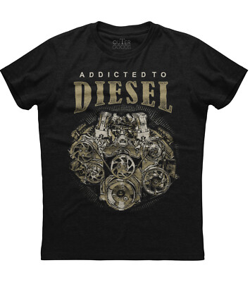 #ad Addicted To Diesel Mens Short Sleeve New Cotton Black T shirt $19.95