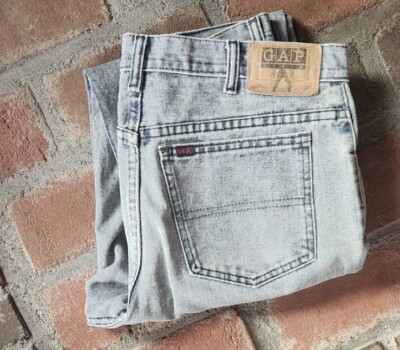 Vintage 80s GAP Mens Jeans Gray Light Stone Acid Wash Denim 33x32