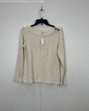 LOFT Women's Long Sleeve Knit Sweater Cream Speckled Size XS