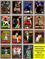 Washington Nationals Topps Gold Serial Numbered #/2009 Baseball Card Lot (15) NM