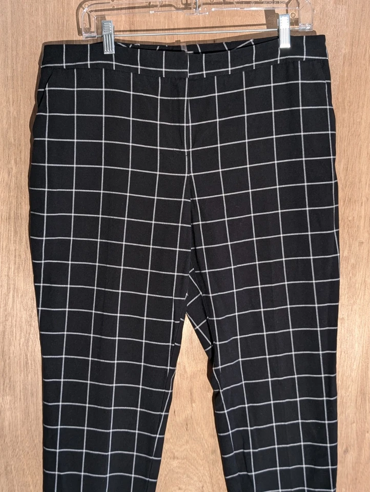 vince camuto dress pants womens size 12 skinny stretch flat front plaid black - Image 4 of 4
