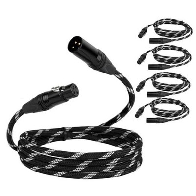 Pro XLR Cables - Pack: 6ft Quad-Core Twisted Dual-Shielded Nylon-Braided 5