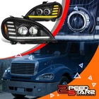 Black/Clear LED Dual Projector Headlights w/ DRL for 96-17 Freightliner Columbia