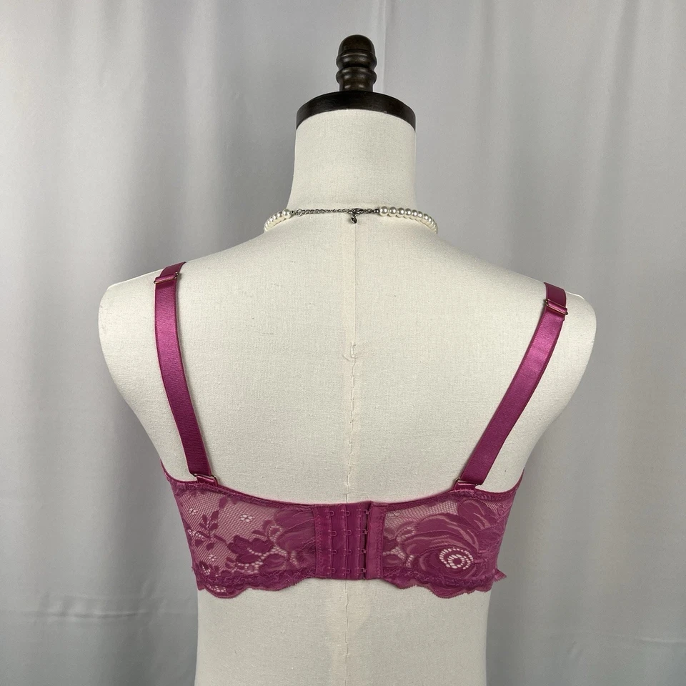 Sujetador Daisy Fuentes 38DD Push Up Mujer Línea Larga Rosa Con Aros Encaje Foto 4 de 4