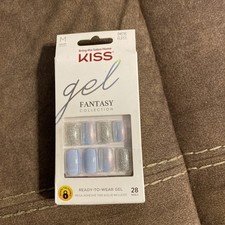 NEW Kiss Nails Gel Fantasy Press or Glue Manicure Medium Gel Blue Silver Holo