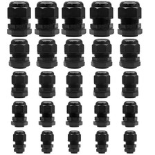 25 Pcs Nylon Cable Glands, PG7 PG9 PG11 PG13.5 PG16 Strain Relief Cable Cord ...