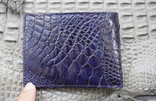 Dark Blue Genuine Crocodile Leather Skin Men's Money Clip Bifold Wallet Q20