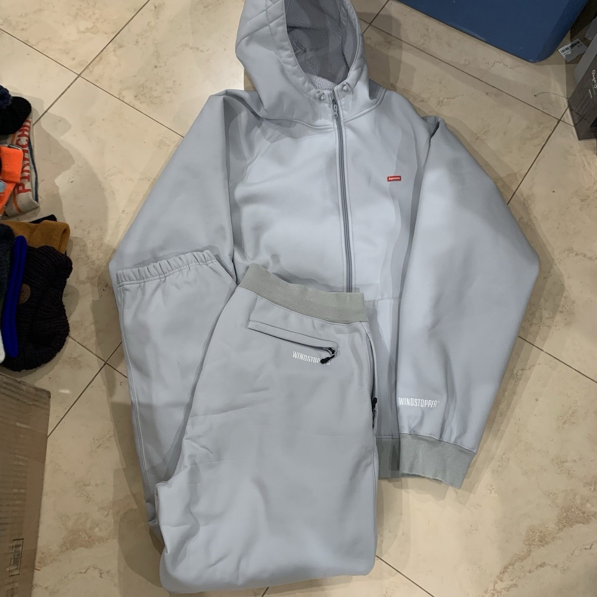 Supreme Mens Gray Solid Hooded Jacket & Pants Outerwear XL/XXL