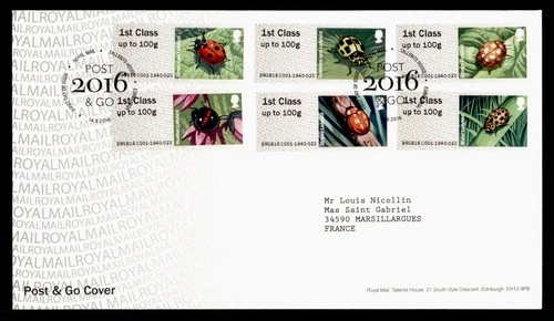 DR WHO 2016 GB FDC POST & GO INSECT COMBO M77357