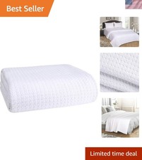 Luxurious 100 Cotton Queen Size Blanket - Breathable  Cozy for All Seasons