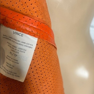 Vince perforated leather orange mini dress xs | eBay
