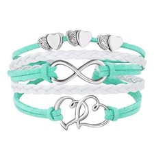 Hithop Leather Wrap Bracelets Women Hearts Infinity Rope Band Bracelets Gifts