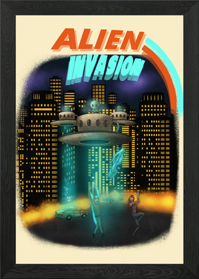 Alien Invation Gerahmtes Wandbild Poster Leinwanddruck Bild