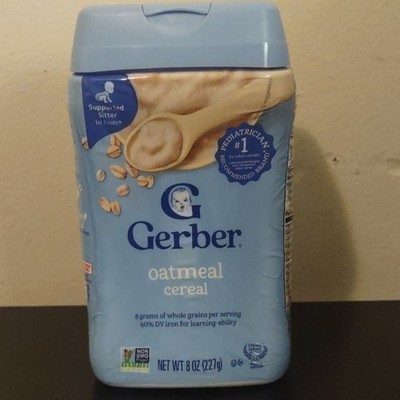 Gerber Oatmeal Cereal Non GMO Baby Food Supported Sitter 8 oz