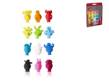 Vacuvin Set Of 12 Silicone Coasters In Assorted Shapes And Colors