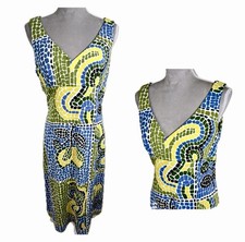 Vintage 90s BCBG Max Azria Dress L Gaudi Mosaic Tile Print Sleeveless Y2K USA