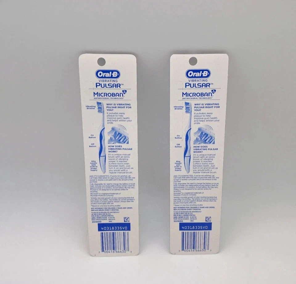 Oral-B Expert Clean Pulsar Toothbrush 2 Pack – Soft, Battery, Orange & Blue - Image 2 of 2