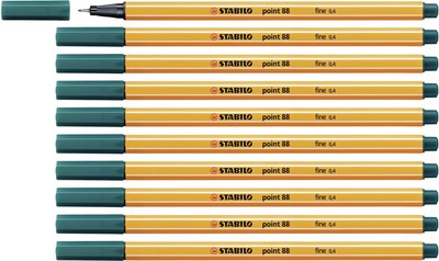 Fineliner - STABILO point 88 - Pack of 10 - Pine Green