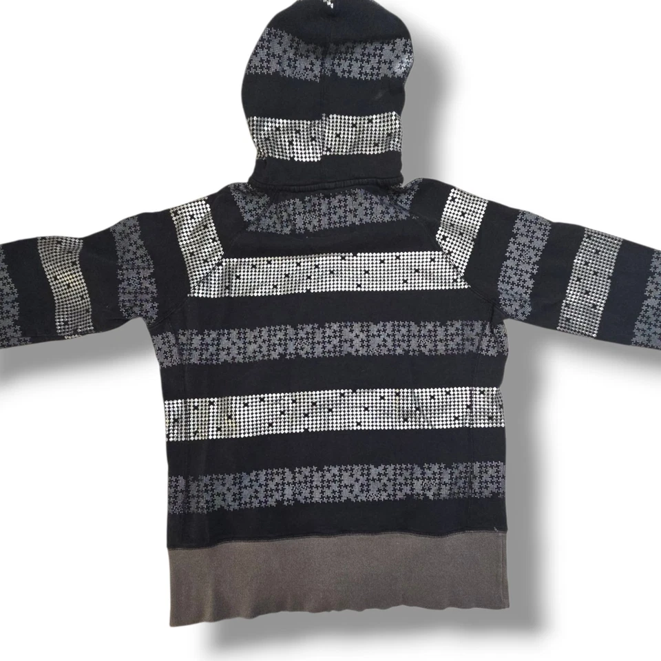 Y2k Fox Racing Striped Hoodie Sweatshirt Women's Black  Logo Motorcross Vintage - Image 3 of 4