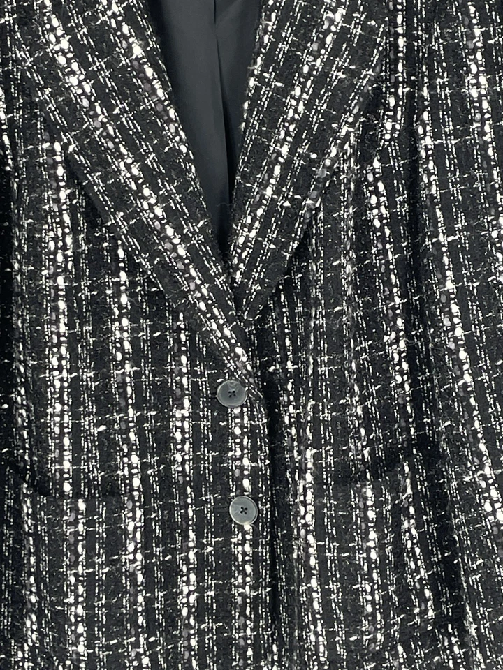 Blazer Rafaella Mujer Talla Grande 18W Mezcla Lana Blanco y Negro Tweed Business Foto 2 de 4