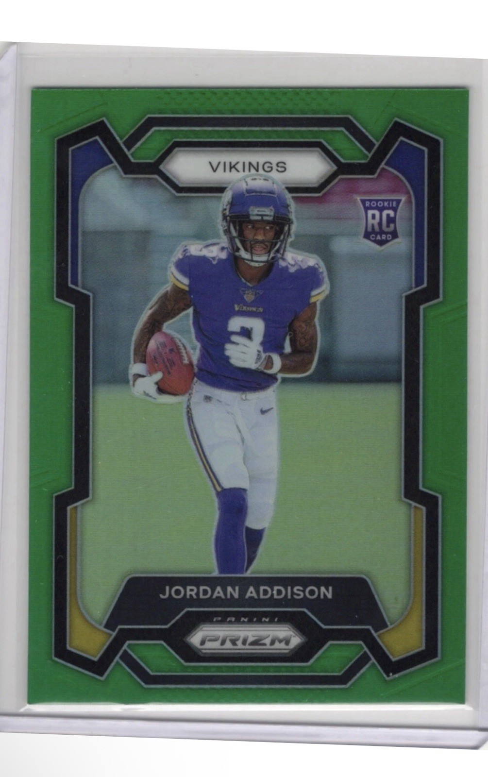 2023 PANINI PRIZM #368 JORDAN ADDISON GREEN PRIZM ROOKIE RC MINNESOTA VIKINGS