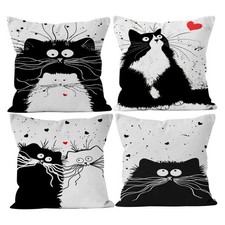 1 Kissenhülle Katzenfreund Kissenbezug Katzenmotiv Dekokissen Katzen