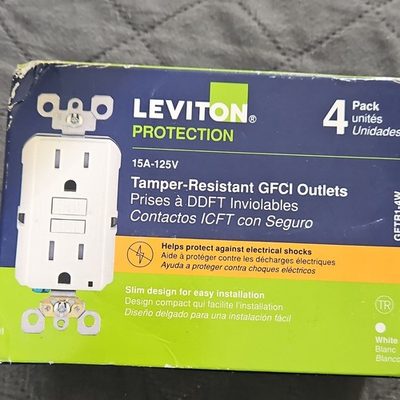 #ad #ad Leviton GFCI Duplex Outlets 15A 125V White Tamper Resistant Set of 4 $35.00