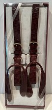 Vintage CAS Germany Brass Brown  Snake Skin Suspenders MIB NOS