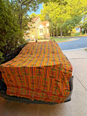 Vintage Kente Cloth Ghana | 64x40 African Fabric | Colorful Ashanti Textile (D)