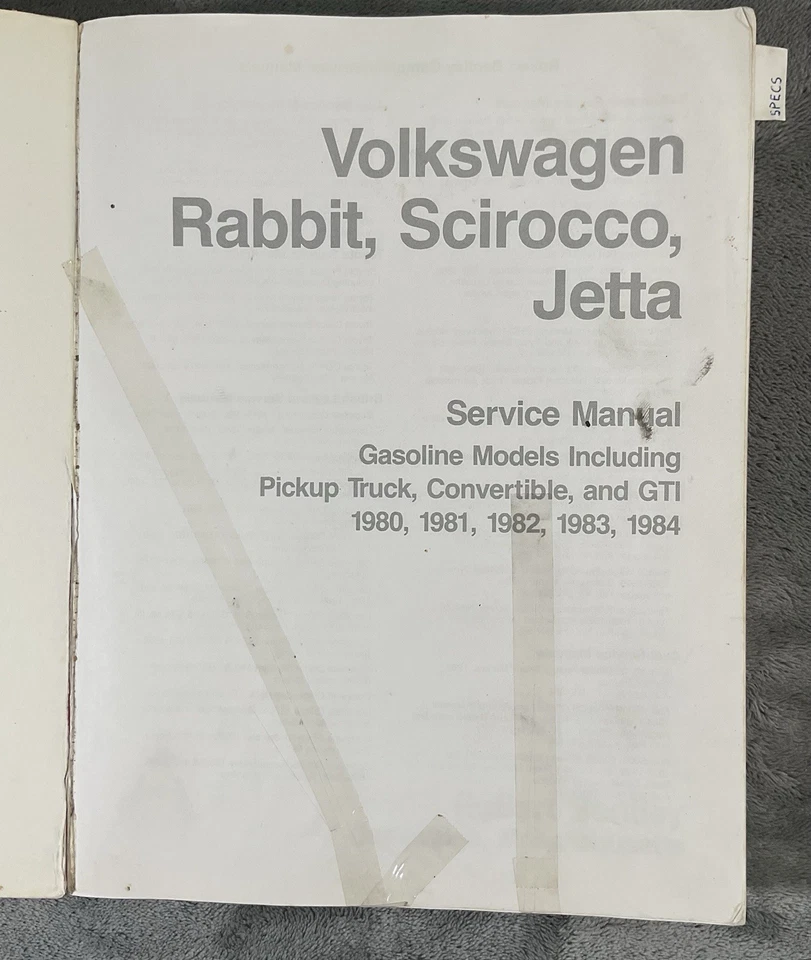 Volkswagen 1980-1984 Rabbit Scirocco Jetta GTI Service Manual Gas Pickup Bentley - Image 3 of 4