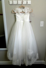 Lace Tulle Flower Girl Dresses Pageant Dress own Baptism Wedding Sz 8/9
