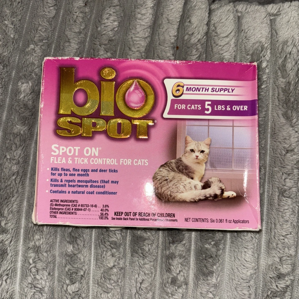 Bio Spot On Flea & Tick Drop 适用于 5 磅以下的猫 6 个月供应 全新 — 第 2/4 张图片
